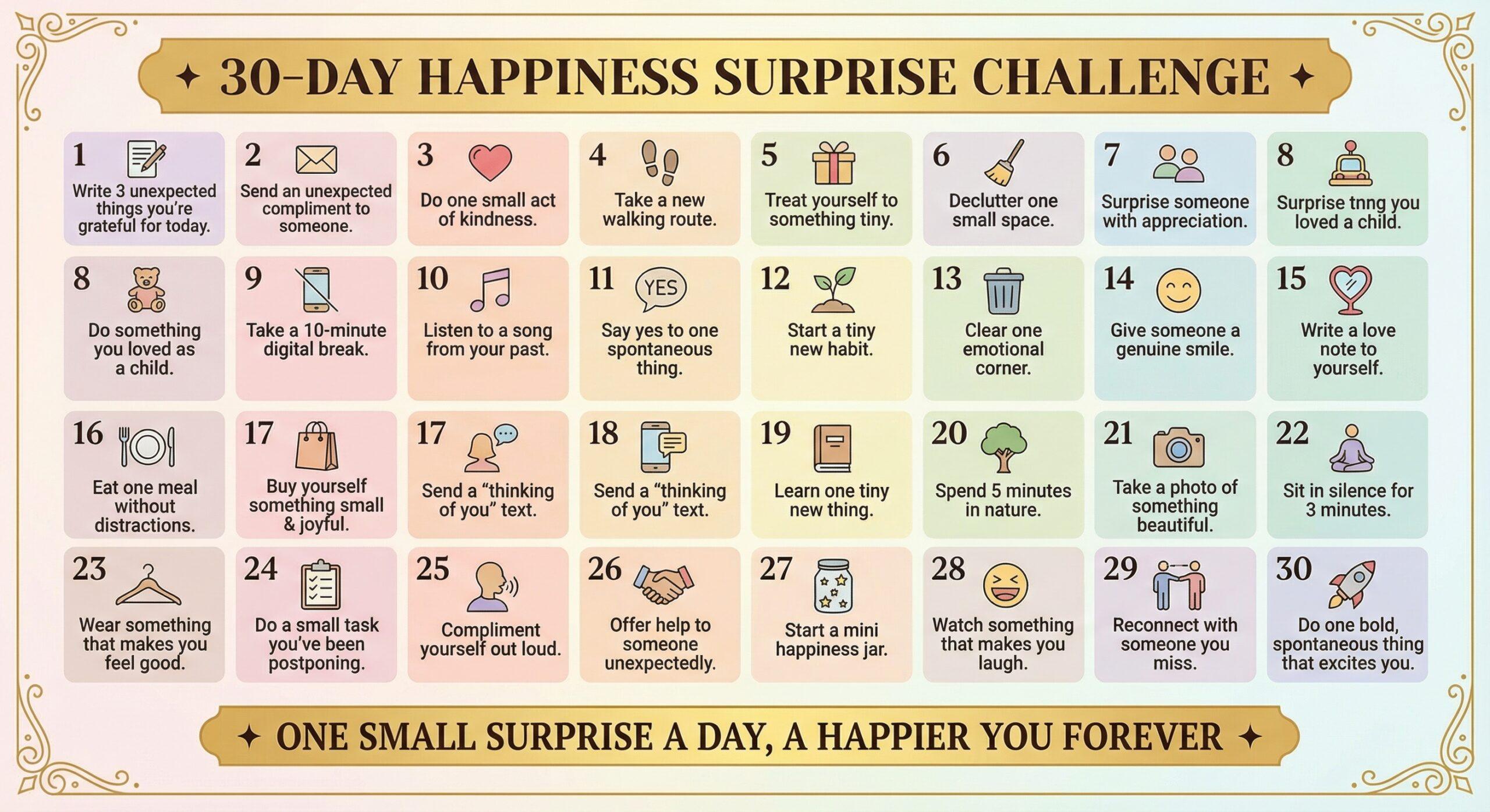 30-Day Happiness Surprise Challenge